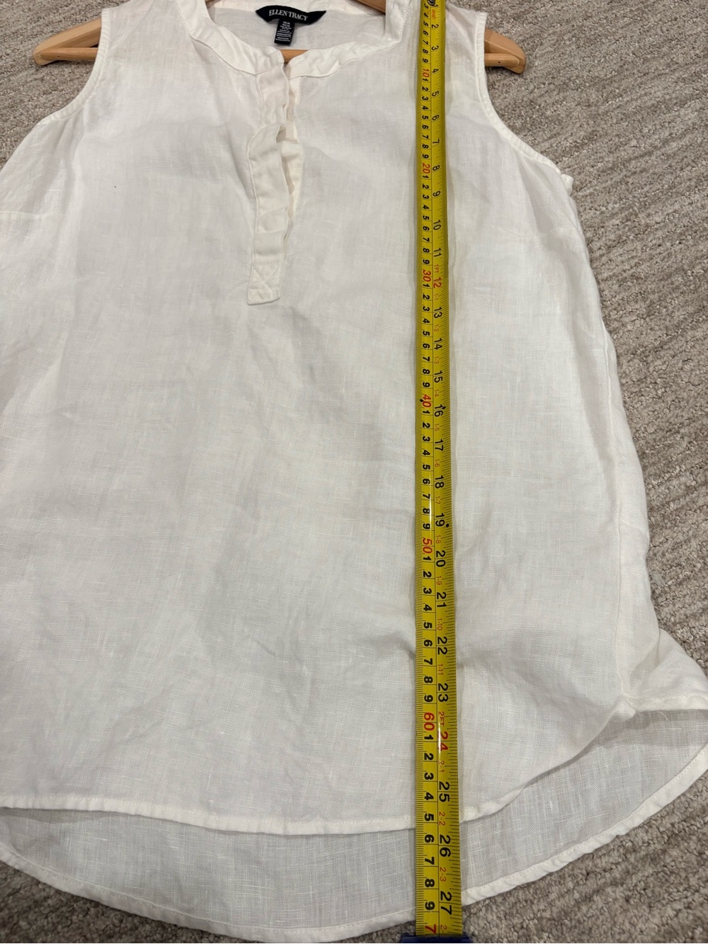 Ellen Tracy 100% Linen Sleeveless Popover Blouse | Off-White | Medium - Picture 8 of 8